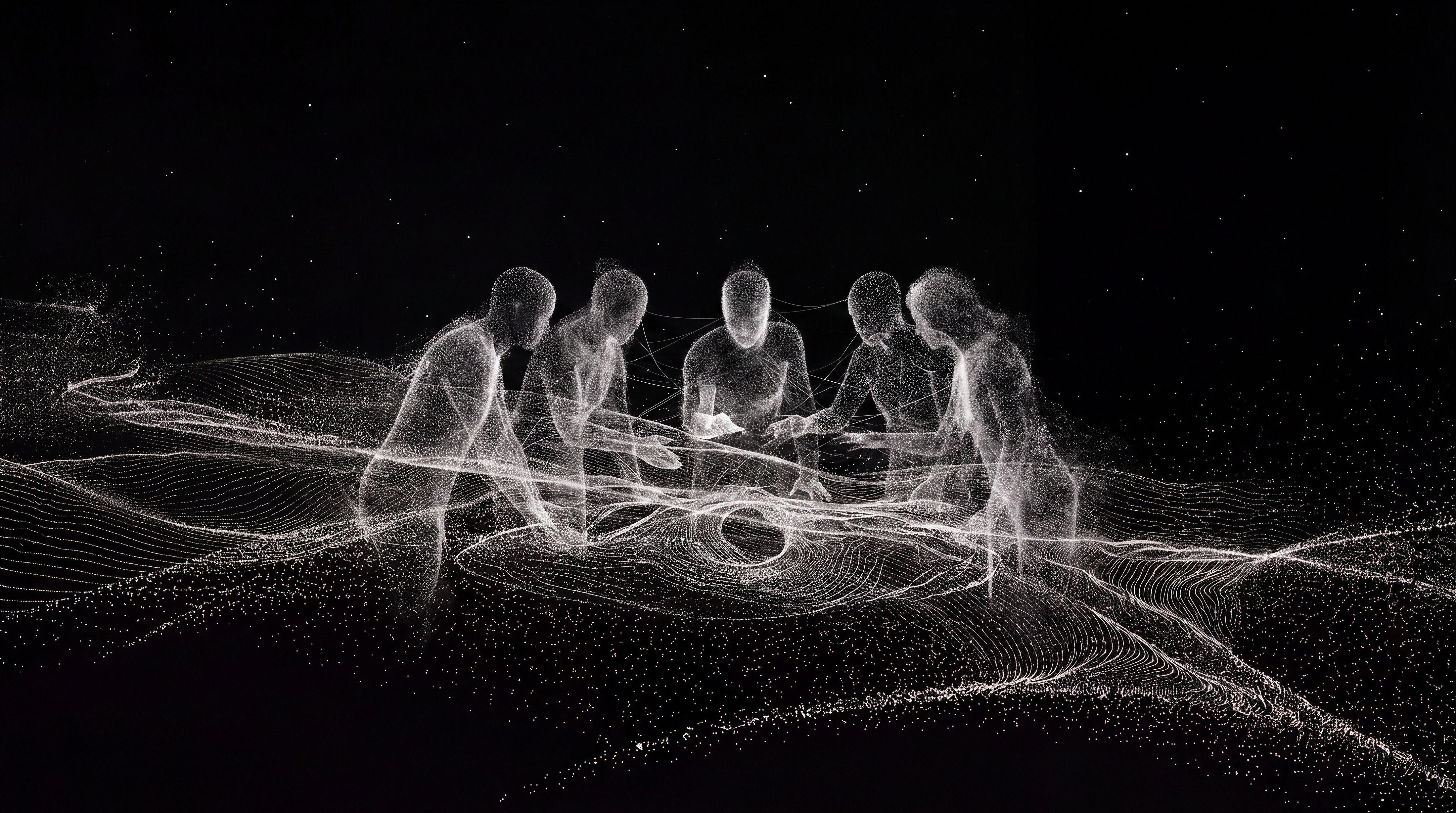 The Horizon Symmetry team, rendered as a field of particles
