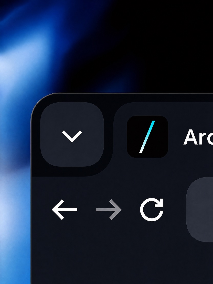 The mark at favicon size in a browser tab